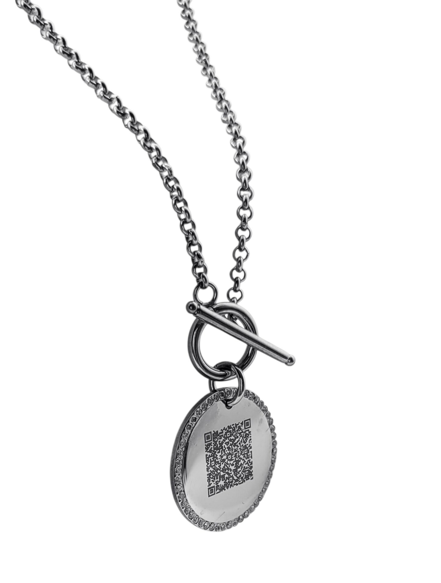 Collana con Chiusura a T e Medaglia Incisa con QR Code