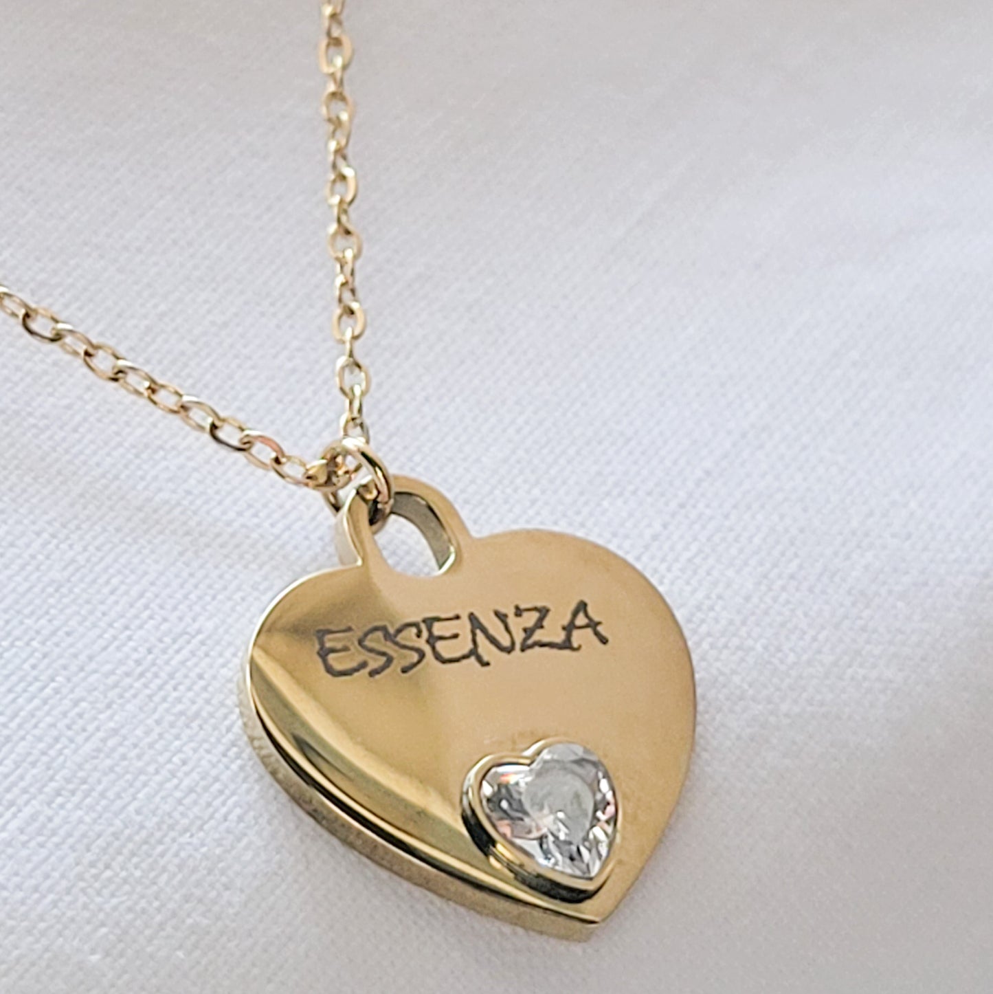 Collana Cuore Inciso Pietra